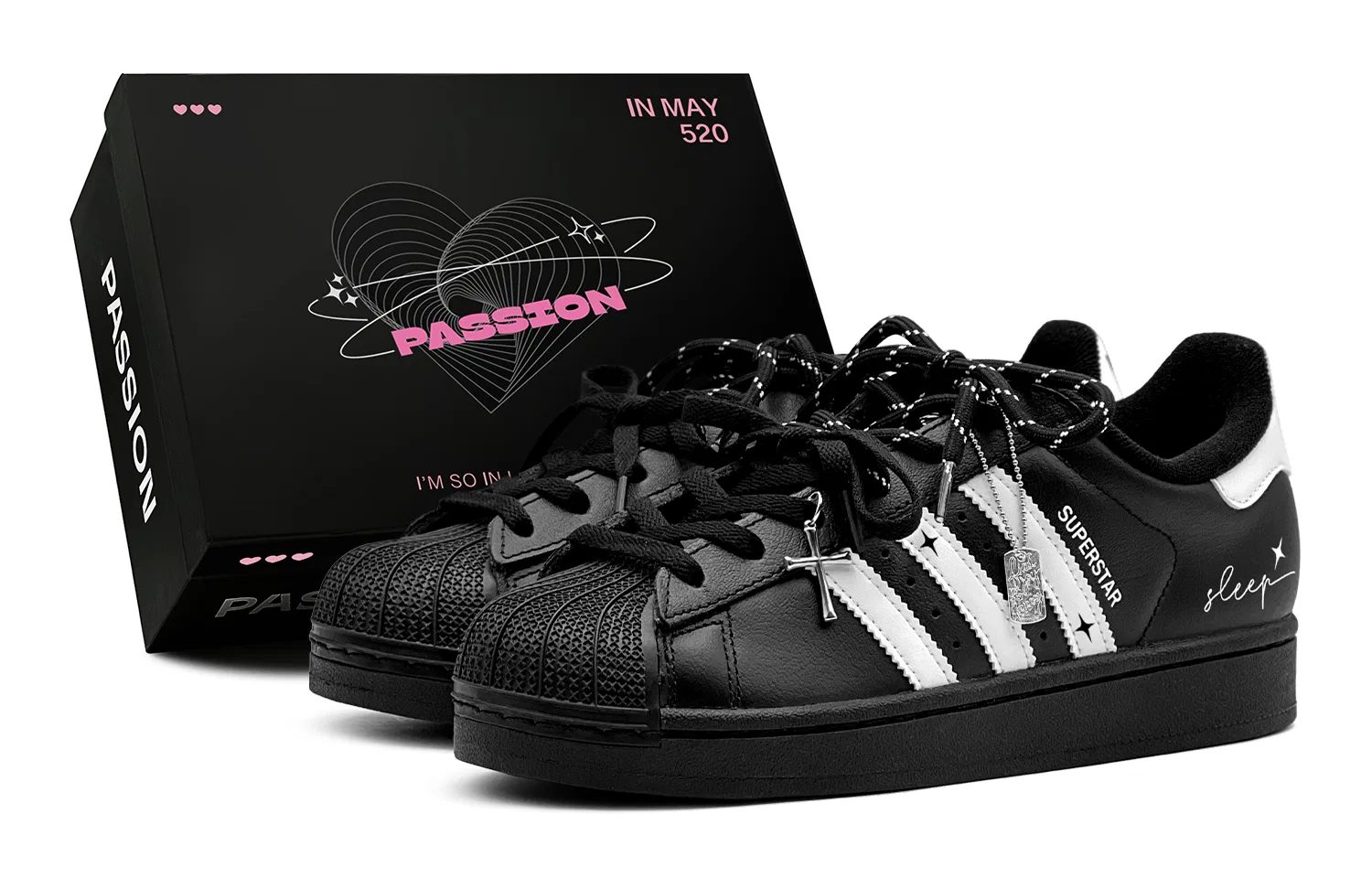 Детские кроссовки с принтом ночного неба Superstar 2 Adidas Originals, Black