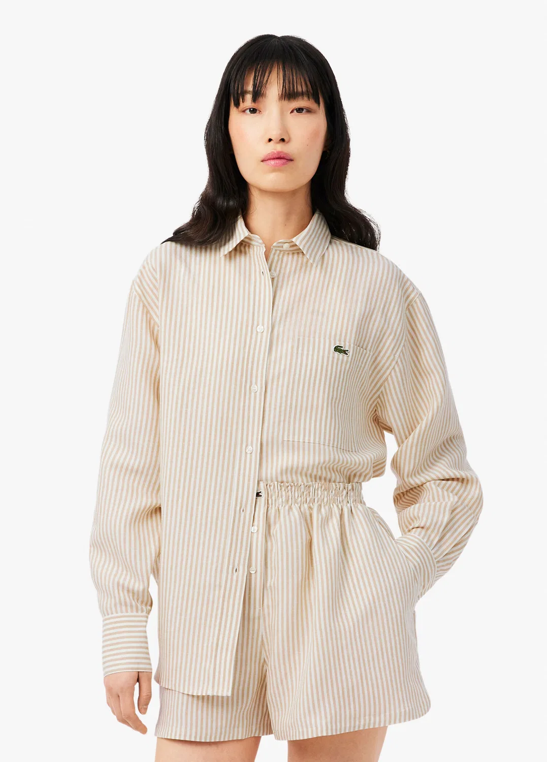 Рубашка Lacoste Oversize Fit, кремовая — фото 2