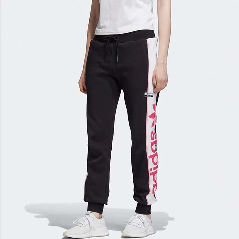 Женские трикотажные спортивные штаны с манжетами Adidas Originals, Black — фото 4