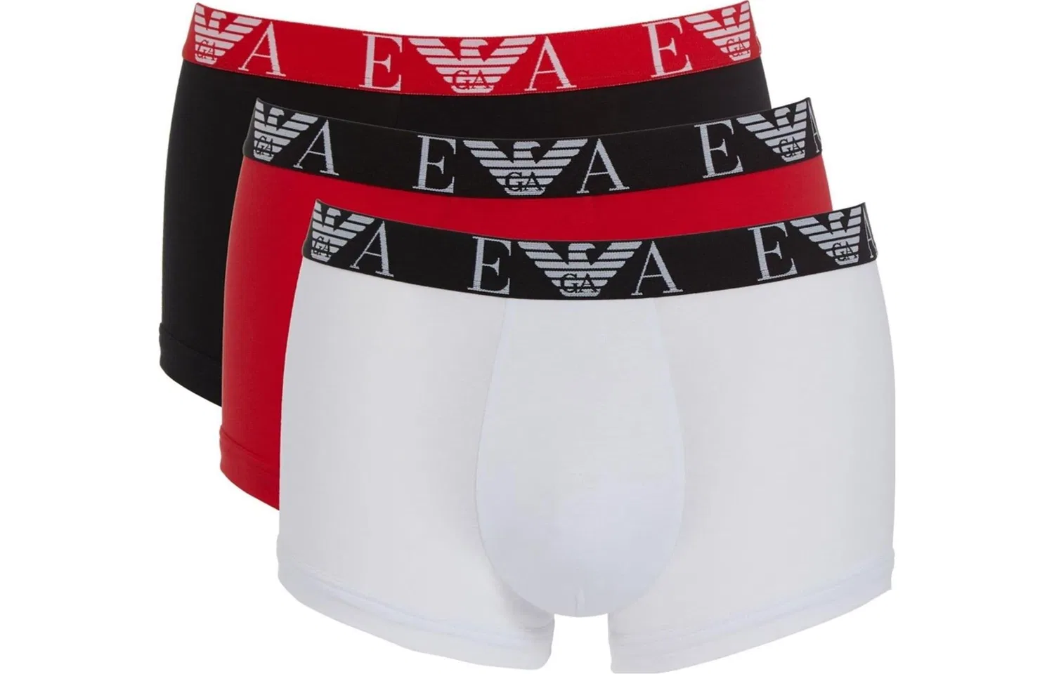Мужские боксеры с монограммой, комплект из 3 штук, Emporio Armani, White/Red/Black