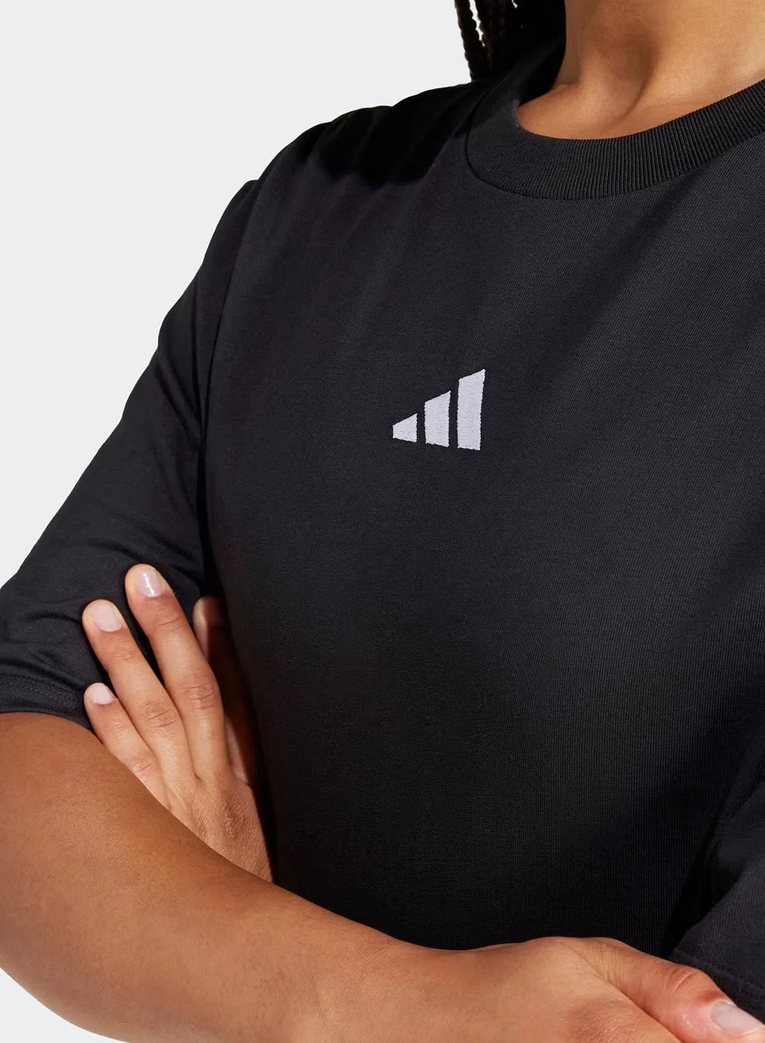 Футболка свободная с принтом Essential 3 stripe Adidas, черный — фото 4