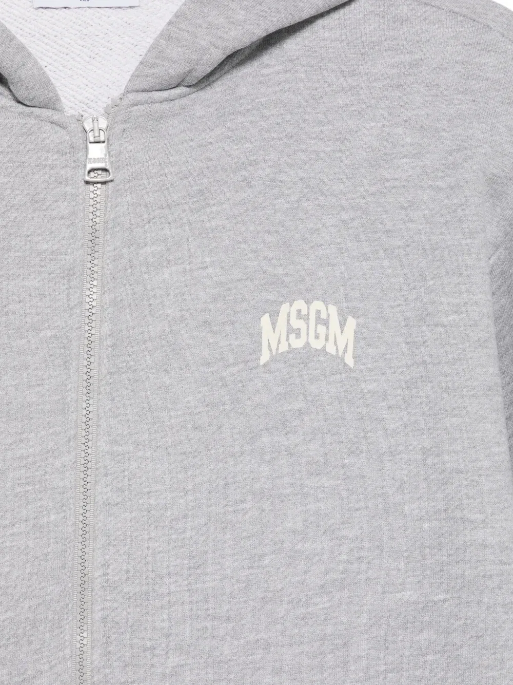 Худи на молнии с логотипом MSGM Kids, серый — фото 3