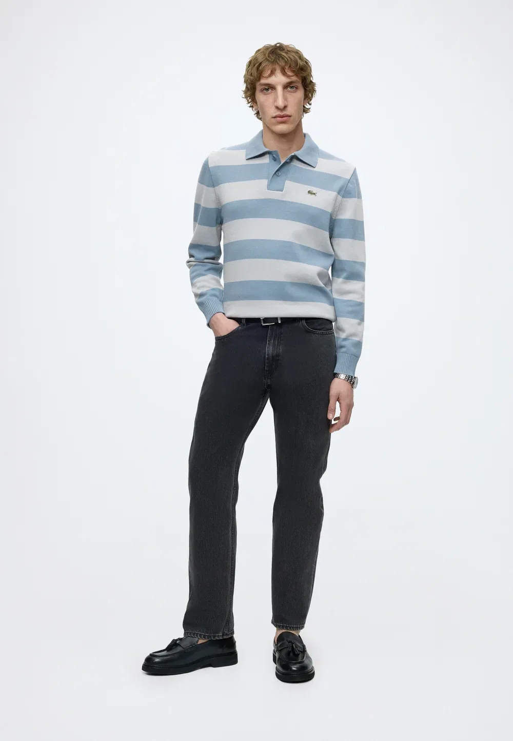 Вязаная рубашка поло - поло-рубашка Lacoste, Blue/Grey — фото 2