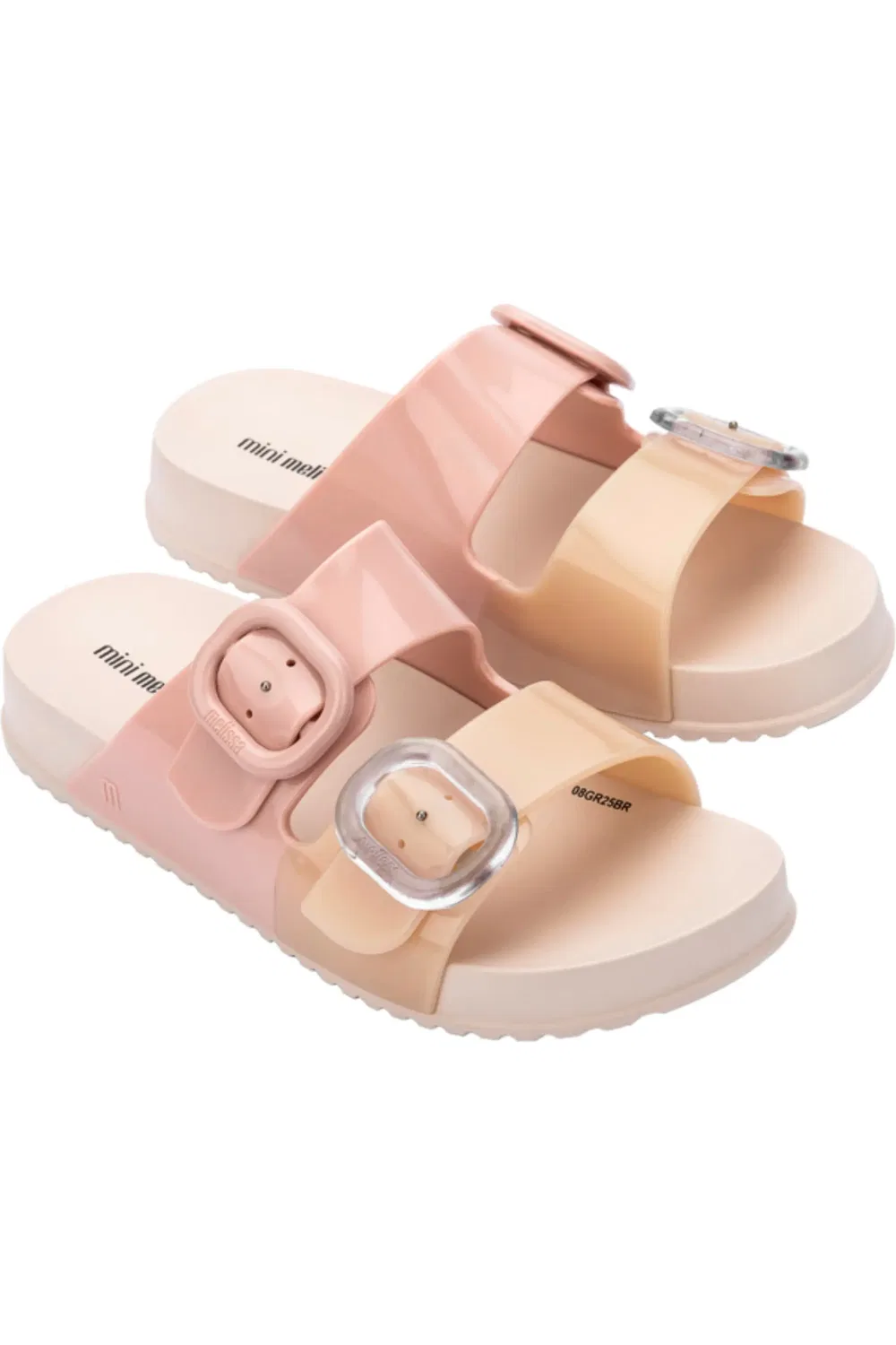 Детские сандалии-слайды с пряжками Mini Melissa, розовый/бежевый