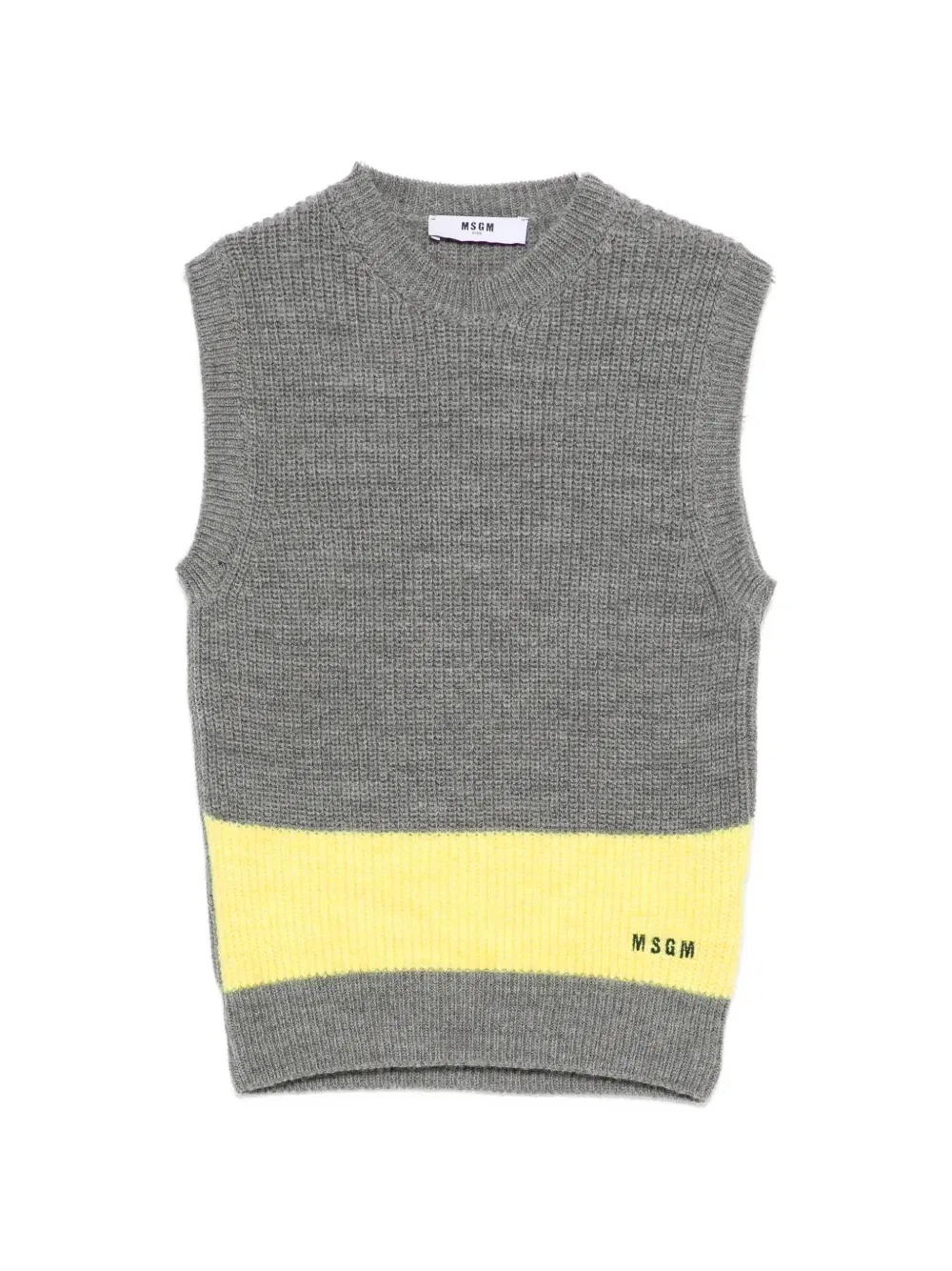Полосатый жилет с вышивкой логотипа Msgm Kids, серый