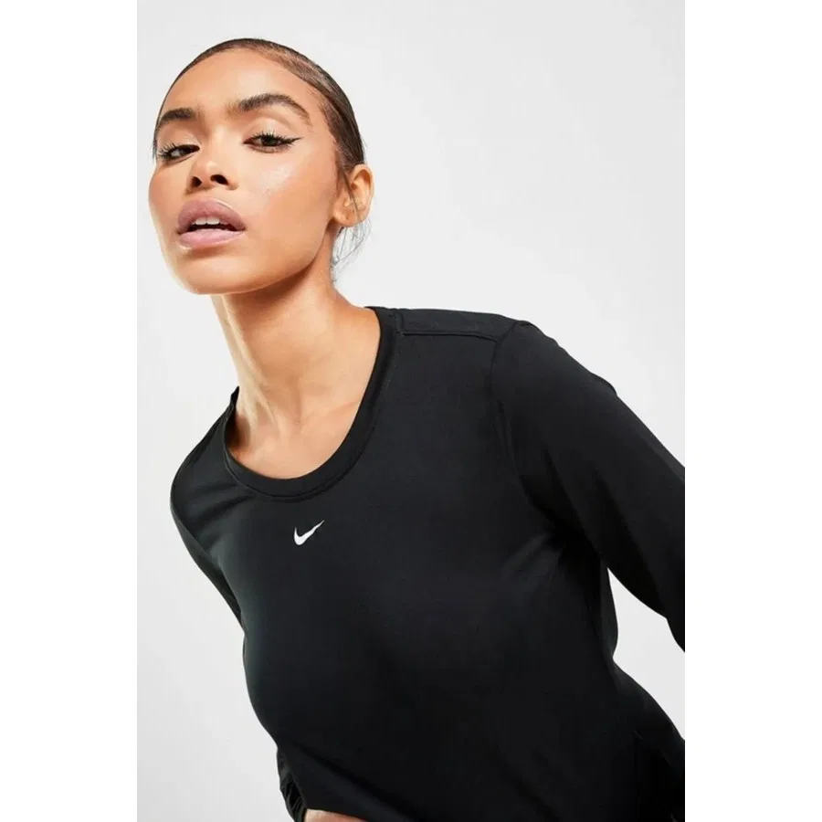 Женская футболка с длинным рукавом Dri-FIT One Swoosh Nike, Черный — фото 3