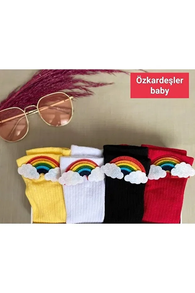 Детские носки для девочек с принтом Rainbow Özkardeşler Baby, Yellow White Black Red