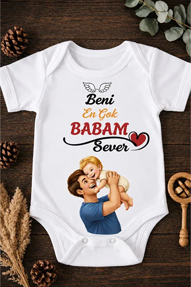 Детское боди с принтом для мальчиков My Dad Loves Me The Most Eydubaby, White