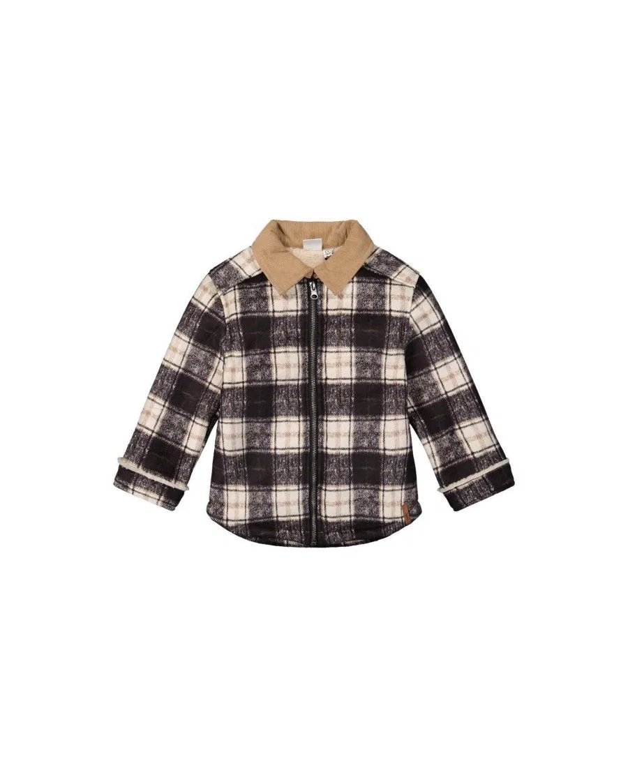 Куртка на молнии в клетку с воротником-стойкой Deux par Deux, Blue And Beige Checks