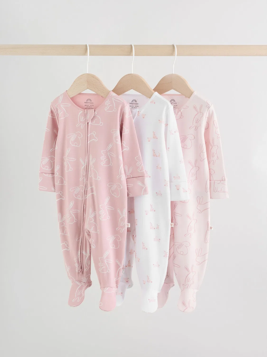 Комплект детских слипов с зайчиком, 3 шт Next, Pink Bunny