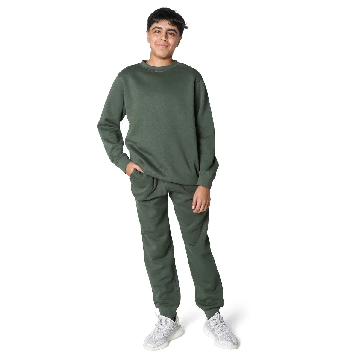 Детские спортивные штаны для мальчиков из флиса с карманами Everyday Kids, Green — фото 4