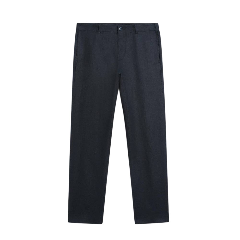 Брюки Massimo Dutti Tapered Fit Linen, темно-синий