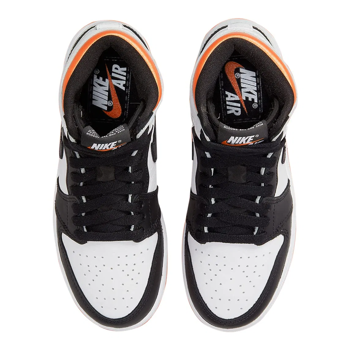 Детские кроссовки для мальчиков кожаные Air Jordan 1 NIKE, White Orange Black — фото 4