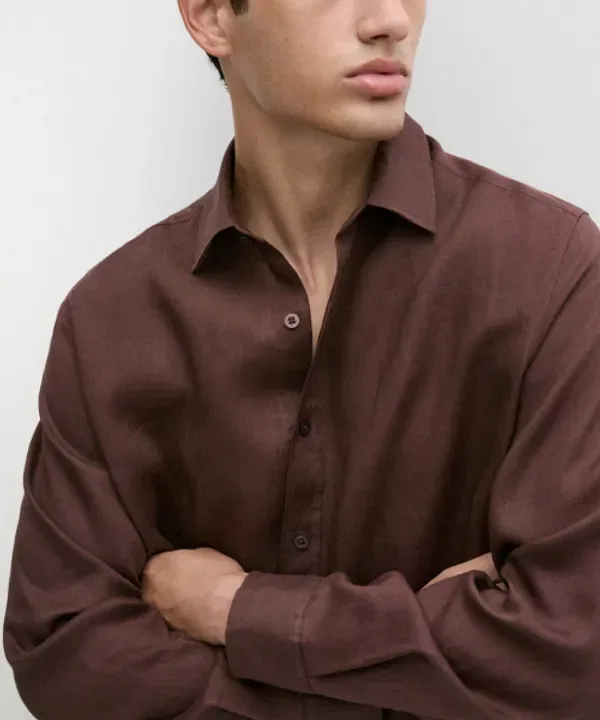 Рубашка из льна, Slim Fit, Massimo Dutti — фото 4