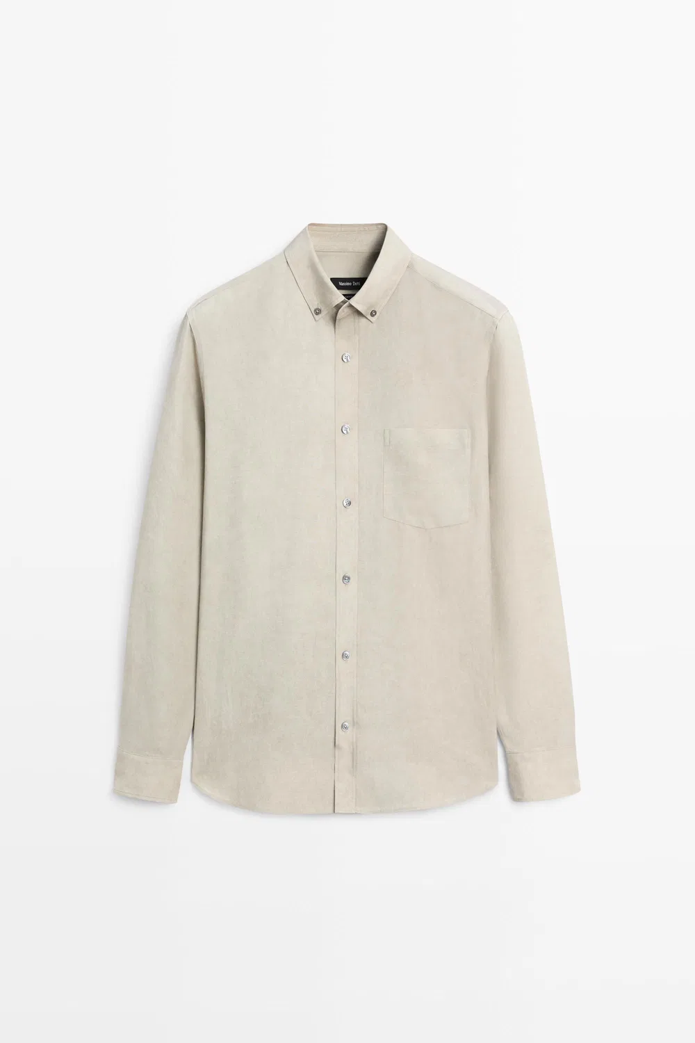 Рубашка Massimo Dutti Flowing Regular Fit Lyocell-Linen, зеленый — фото 2