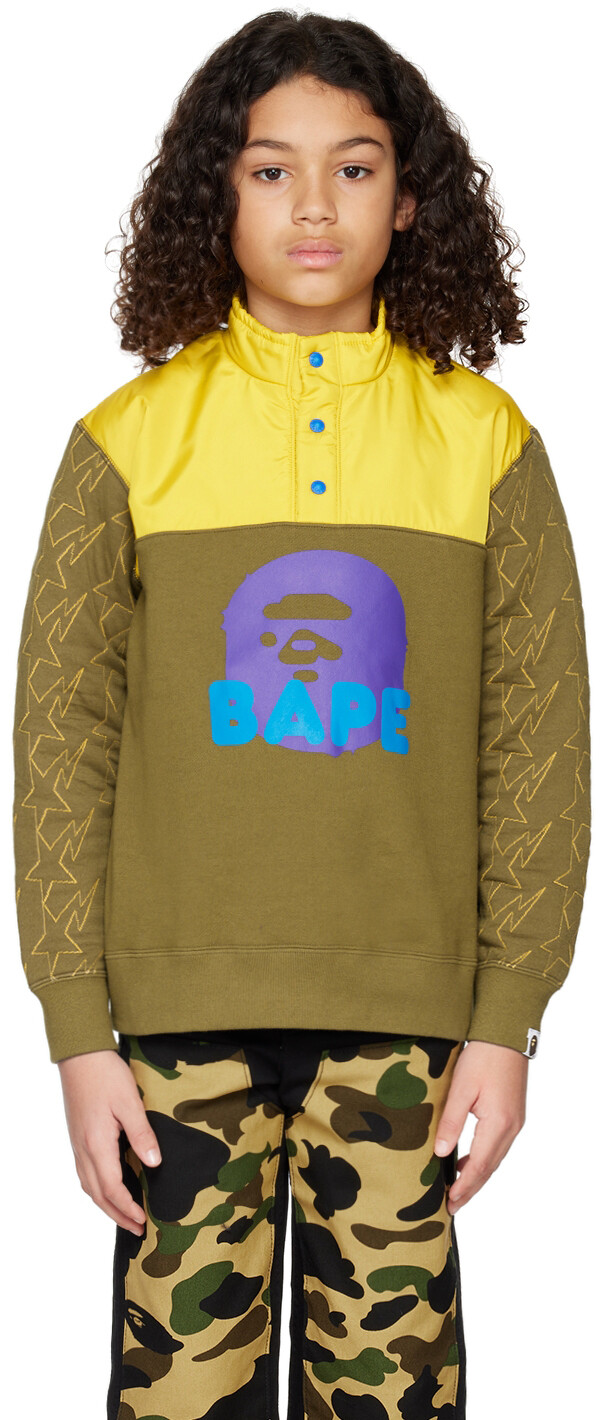 

Детская толстовка цвета хаки с головой обезьяны BAPE