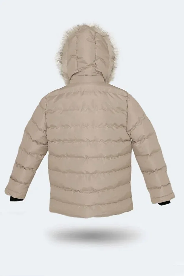 Детское зимнее пальто для девочек с капюшоном Slazenger, Stone Gray — фото 4