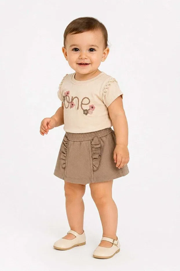 Детский комплект для девочек хлопковый Dinamik Çocuk, Brown