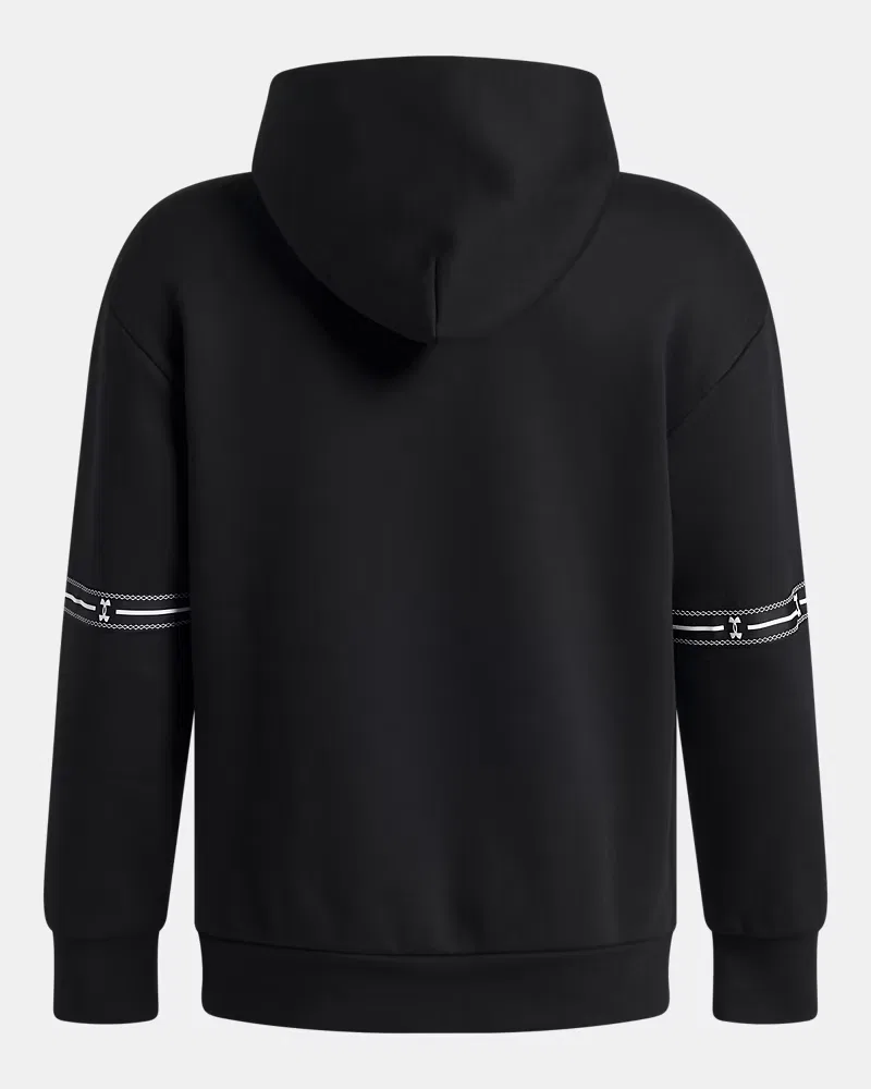 Худи для мальчиков ультрамягкое из флиса с начесом UA Icon Fleece Taped UnderArmour, Ultimate Black/White — фото 2