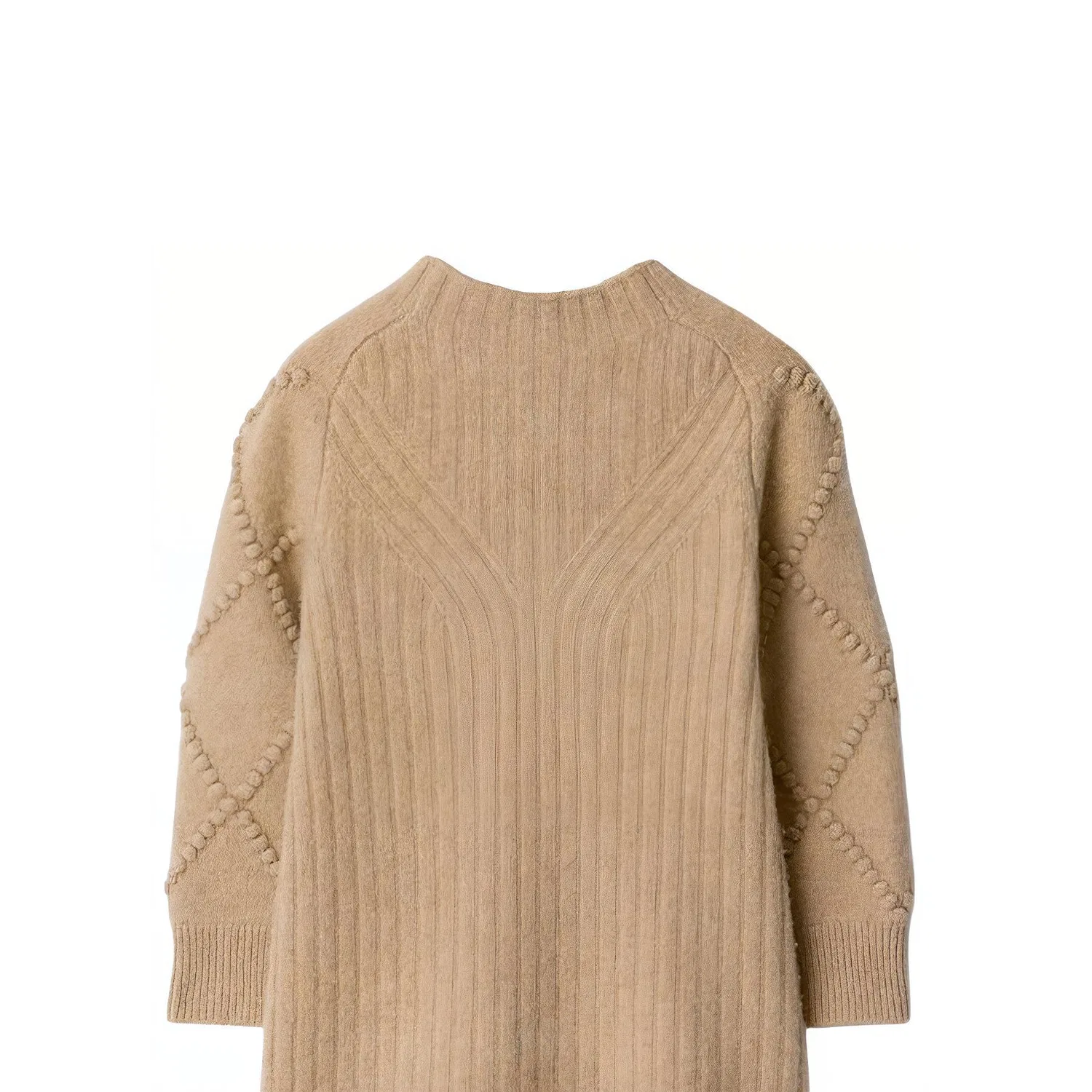 Платье детское с круглым вырезом, средней длины, Burberry, Sandy Beige — фото 4