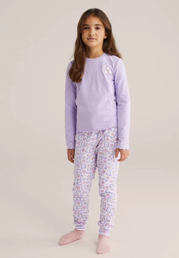 Пижамный комплект с цветочным принтом, Set, We Fashion, Light Purple, светло-фиолетовый