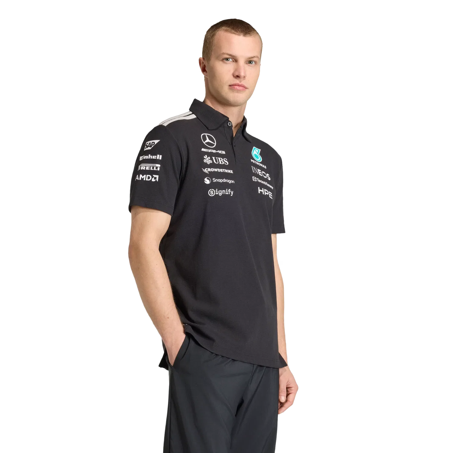 Мужское поло с логотипом команды Formula 1 Adidas, черный — фото 2