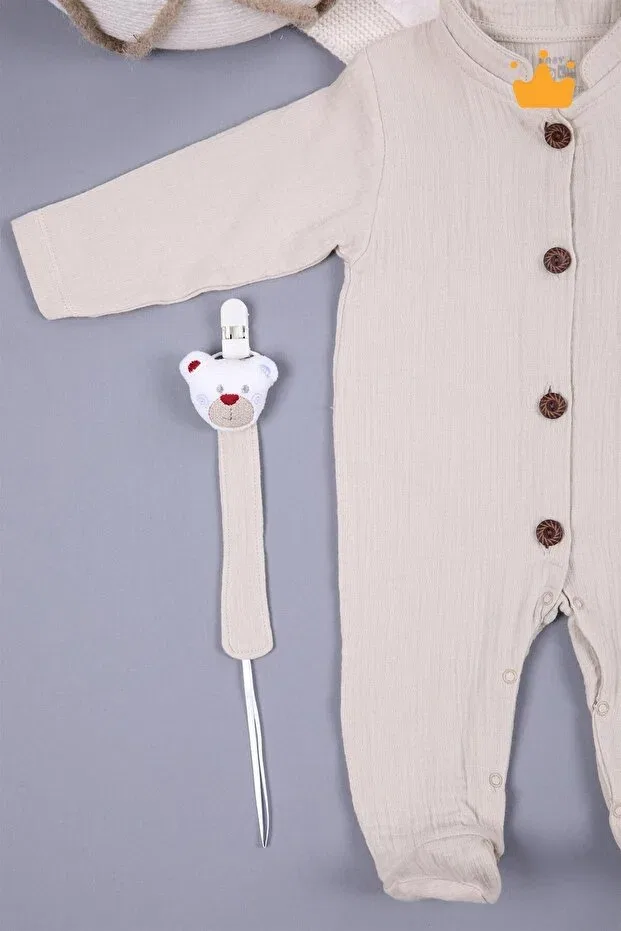 Детское боди-комбинезон муслиновый модель 1094 Babyhola, Beige — фото 4