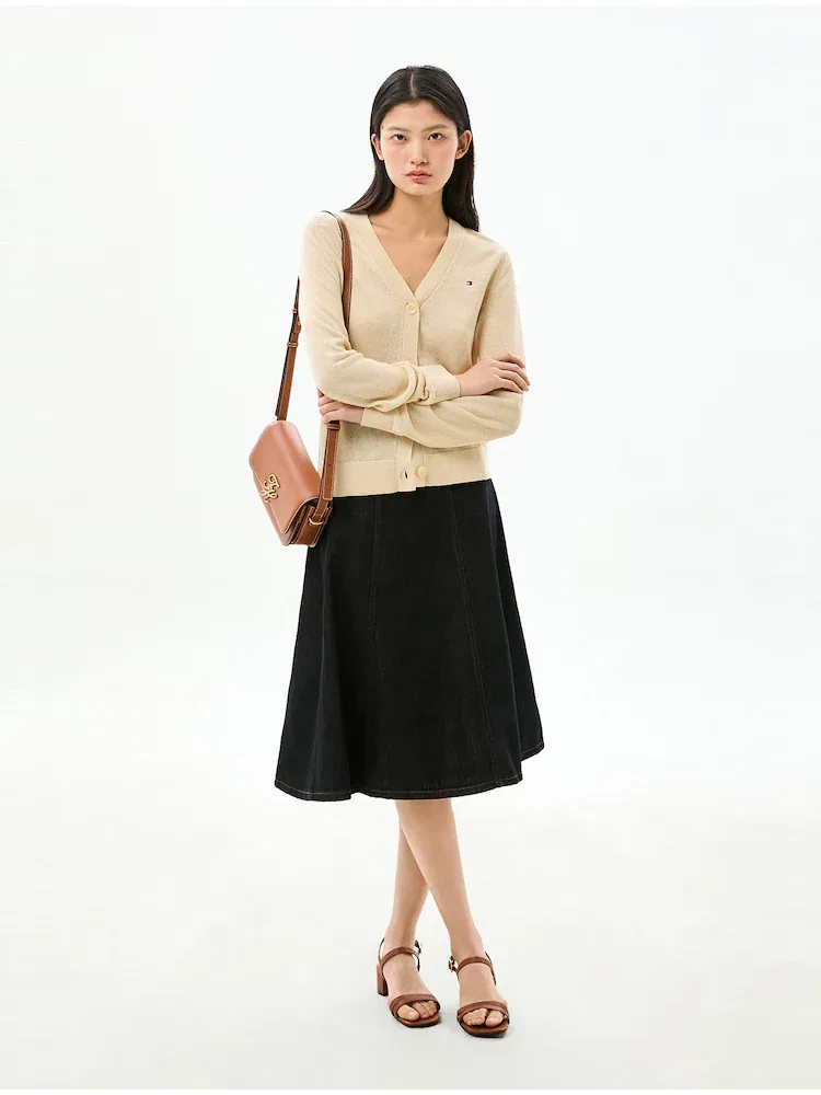 Кардиган из льняной смеси V-образным вырезом TOMMY HILFIGER, Beige — фото 2