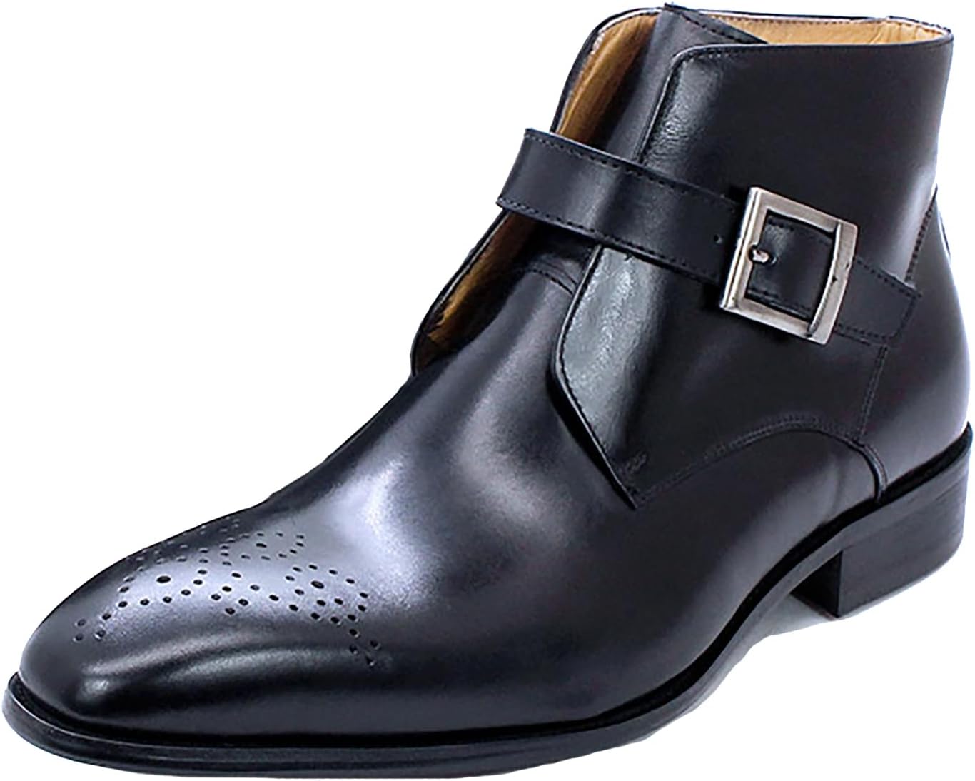 

Мужские повседневные ботинки Santimon Chelsea, кожаные ботинки до щиколотки с пряжкой, броги с заостренным носком, чукка для смокинга, модные ботинки для выпускного, свадьбы, бизнеса, вестерн и ковбойские, черный