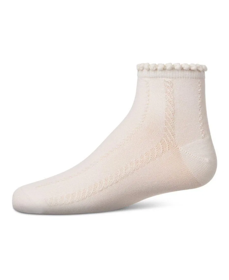 Детские носки-следки с вязаным узором MeMoi, Winter White