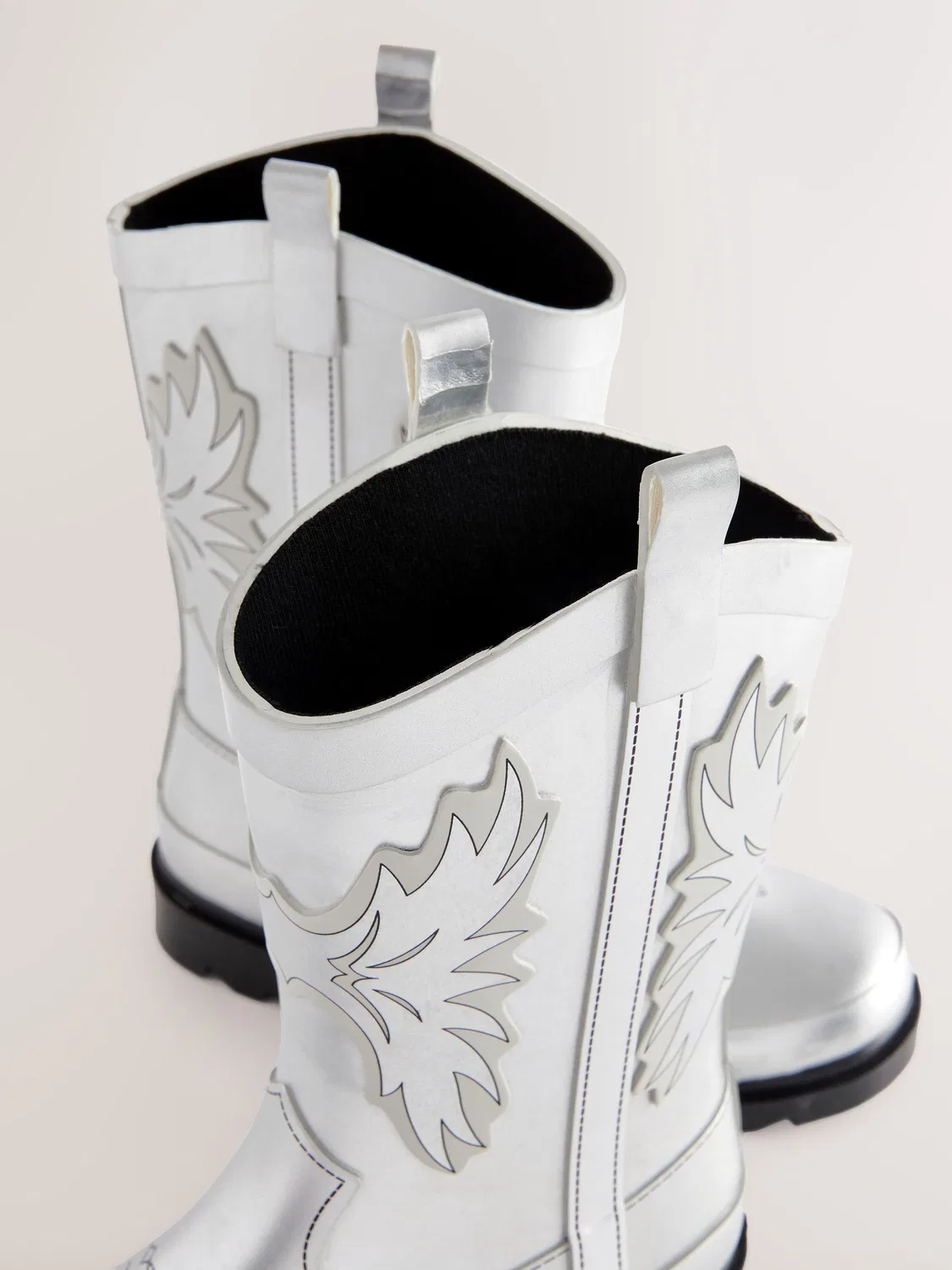 Резиновые сапоги, вестерн, Silver Metallic Western Wellies Next, серебристый металлик — фото 3