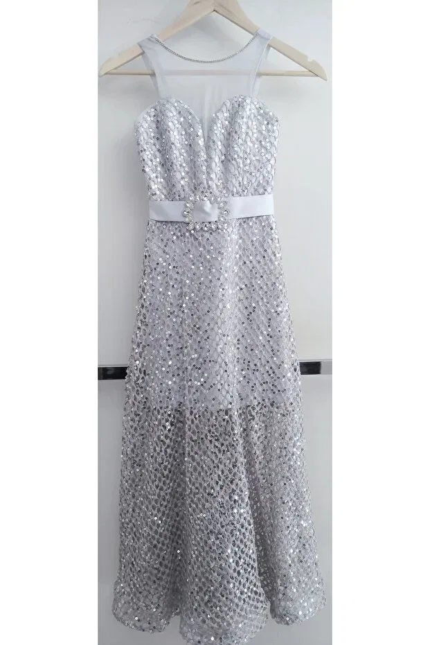 Детское вечернее платье с пайетками N.Y.Yildiz, Silver Gray