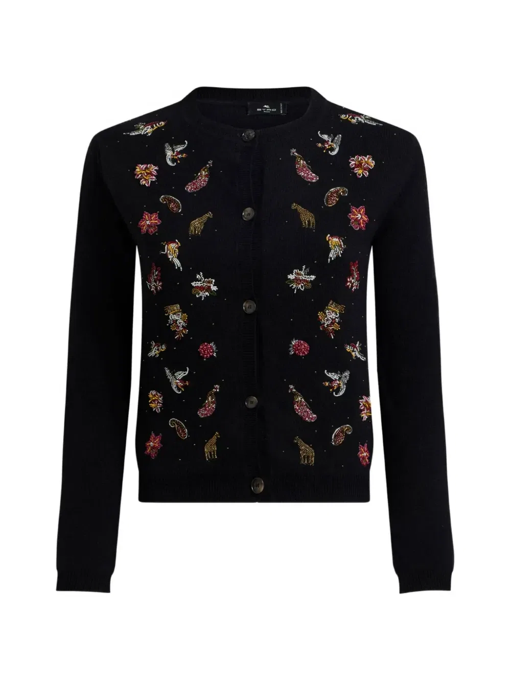 Кашемировый кардиган с вышивкой и бисеромWool and cashmere cardigan with embroidery and beads Etro, черный