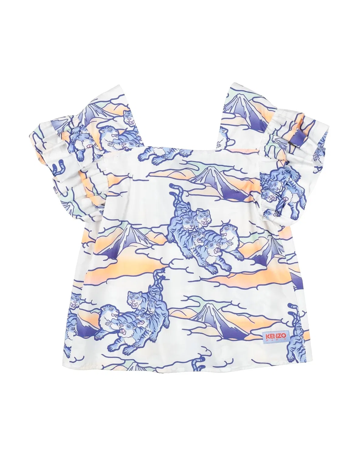 Детская блуза для девочек с квадратным вырезом Kenzo Kids, белый