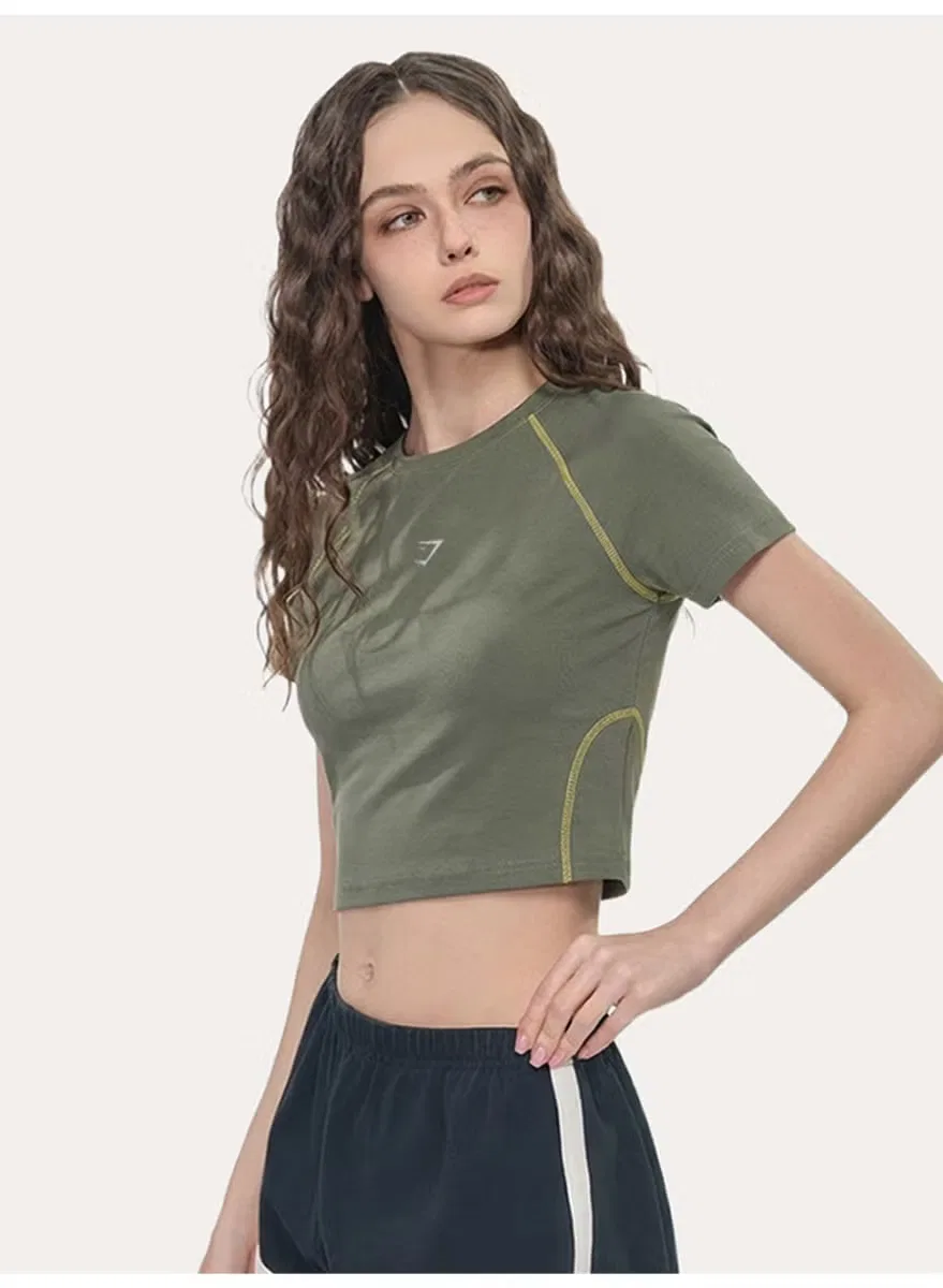 Футболка с коротким рукавом и завышенной талией Gymshark, зеленый