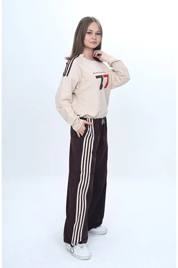 Детский комплект из футера для девочек Relaxed fit Jannock, Brown-Beige — фото 4