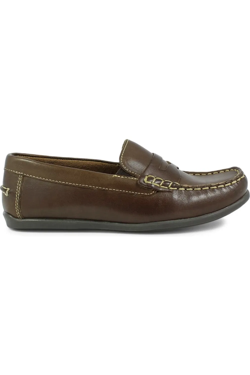 Детские туфли лоферы на плоской подошве Jasper Jr Florsheim, Brown Leather — фото 3