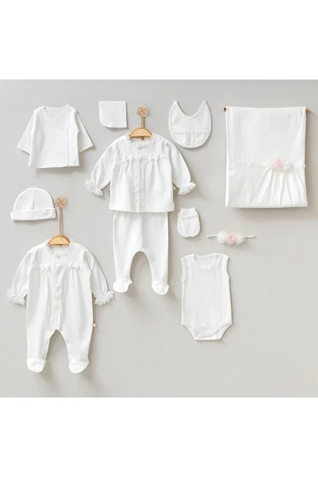 Детский комплект боди для новорожденных девочек с принтом Cherub Baby, Ecru — фото 4