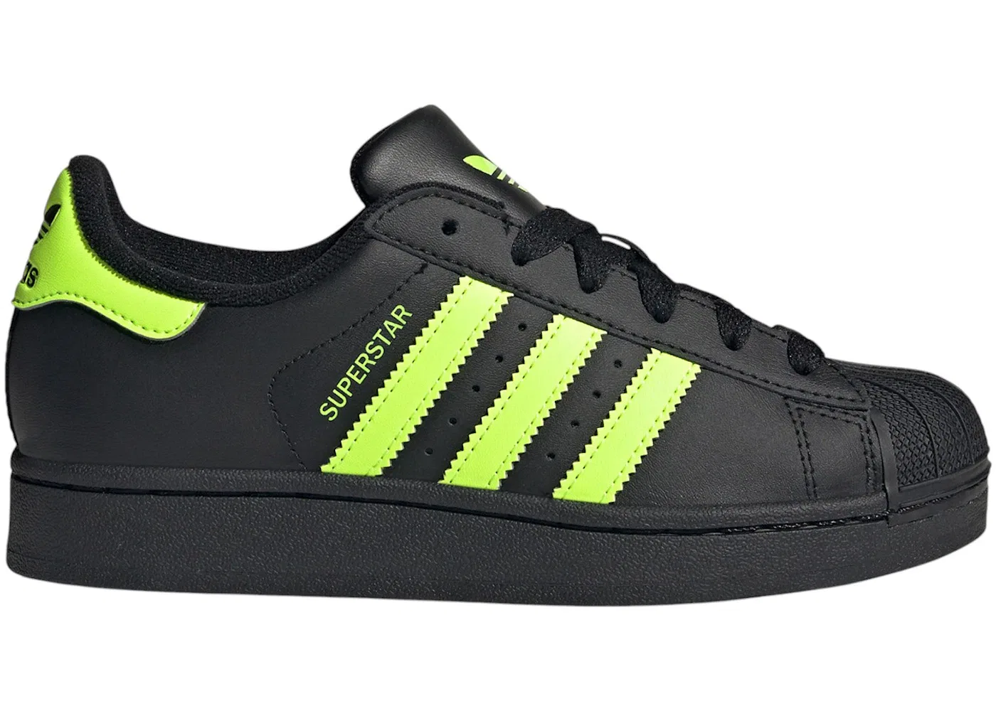 Детские кроссовки повседневные Adidas Superstar II, Core Black Signal Green Core Black