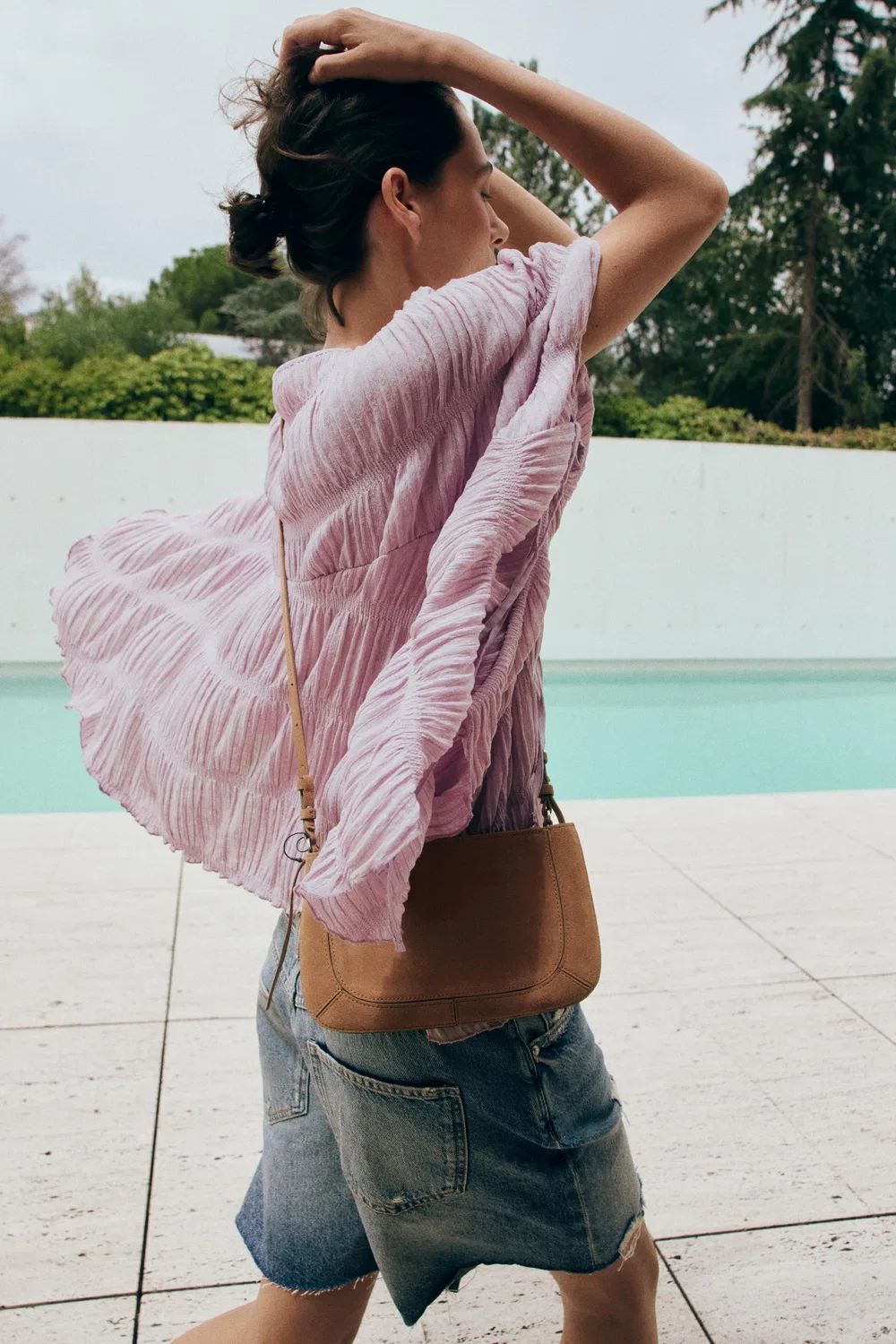 Текстурированный топ в стиле "кейп-код" ZARA, Lilac — фото 2