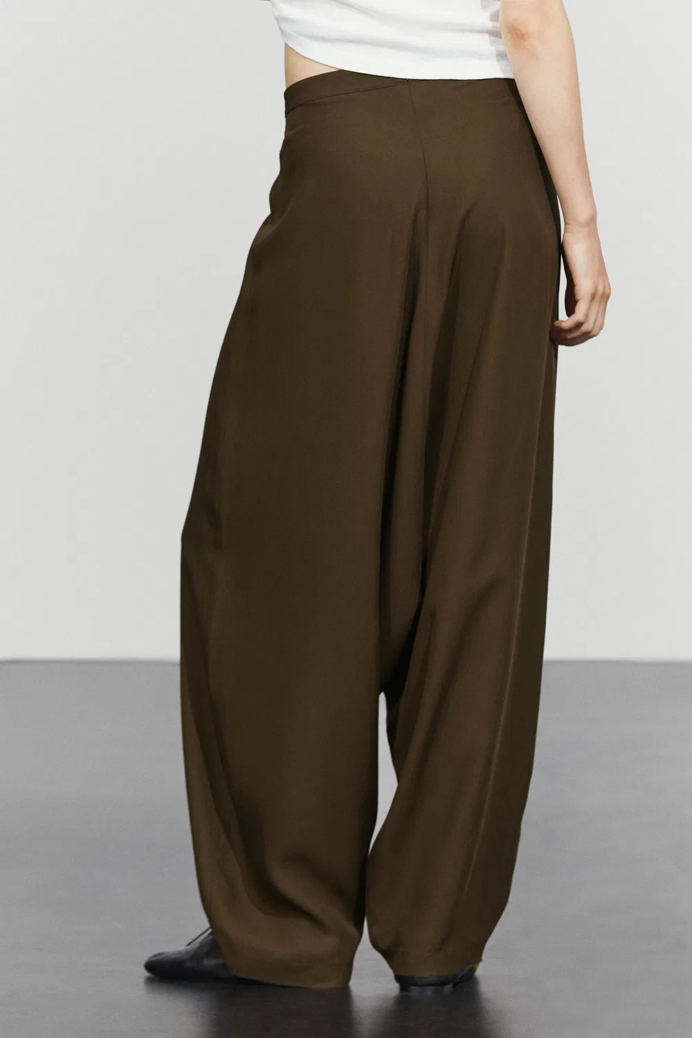 Брюки Massimo Dutti, свободные, коричневый меланж — фото 4