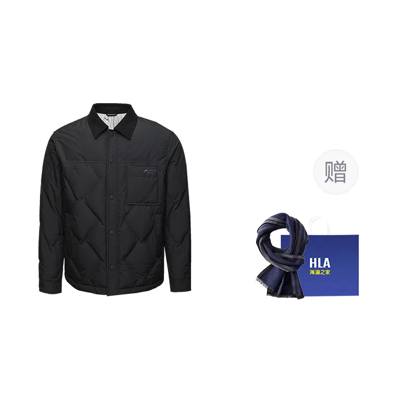 Детский пуховик с лацканами, модель Black 53(Socks Combo), HLA, Black 53(Socks Combo) — фото 3