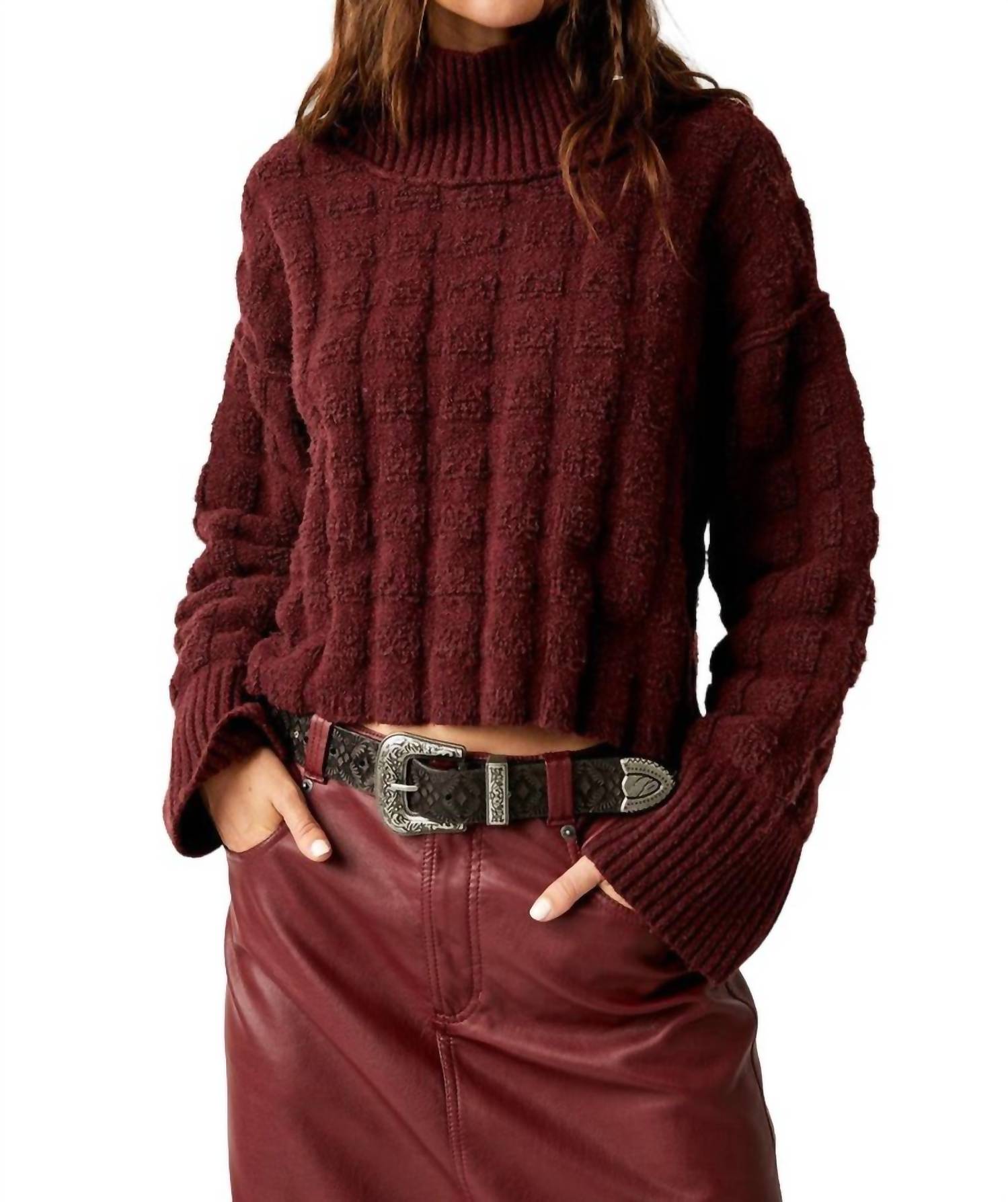 

Свитер Soul Searcher Moc в винном цвете Free People, цвет wine