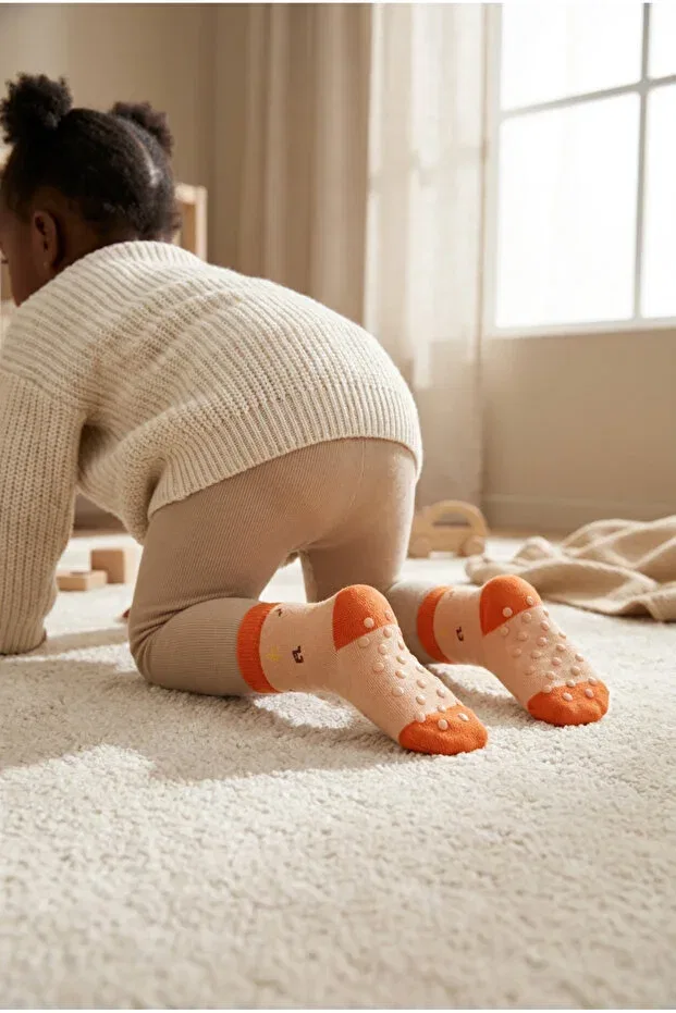 Детские носки с принтом Baby squirrel patterned towel socks Katia&Bony, Brown — фото 2
