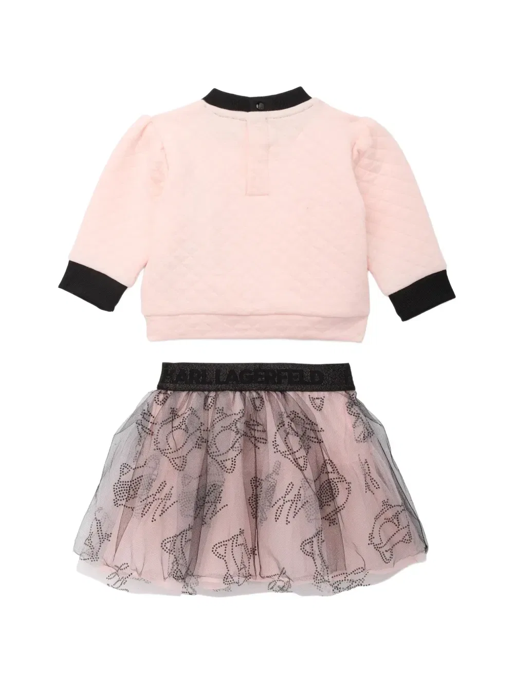 Стеганый комплект с юбкой из тюля Karl Lagerfeld Kids, розовый — фото 2