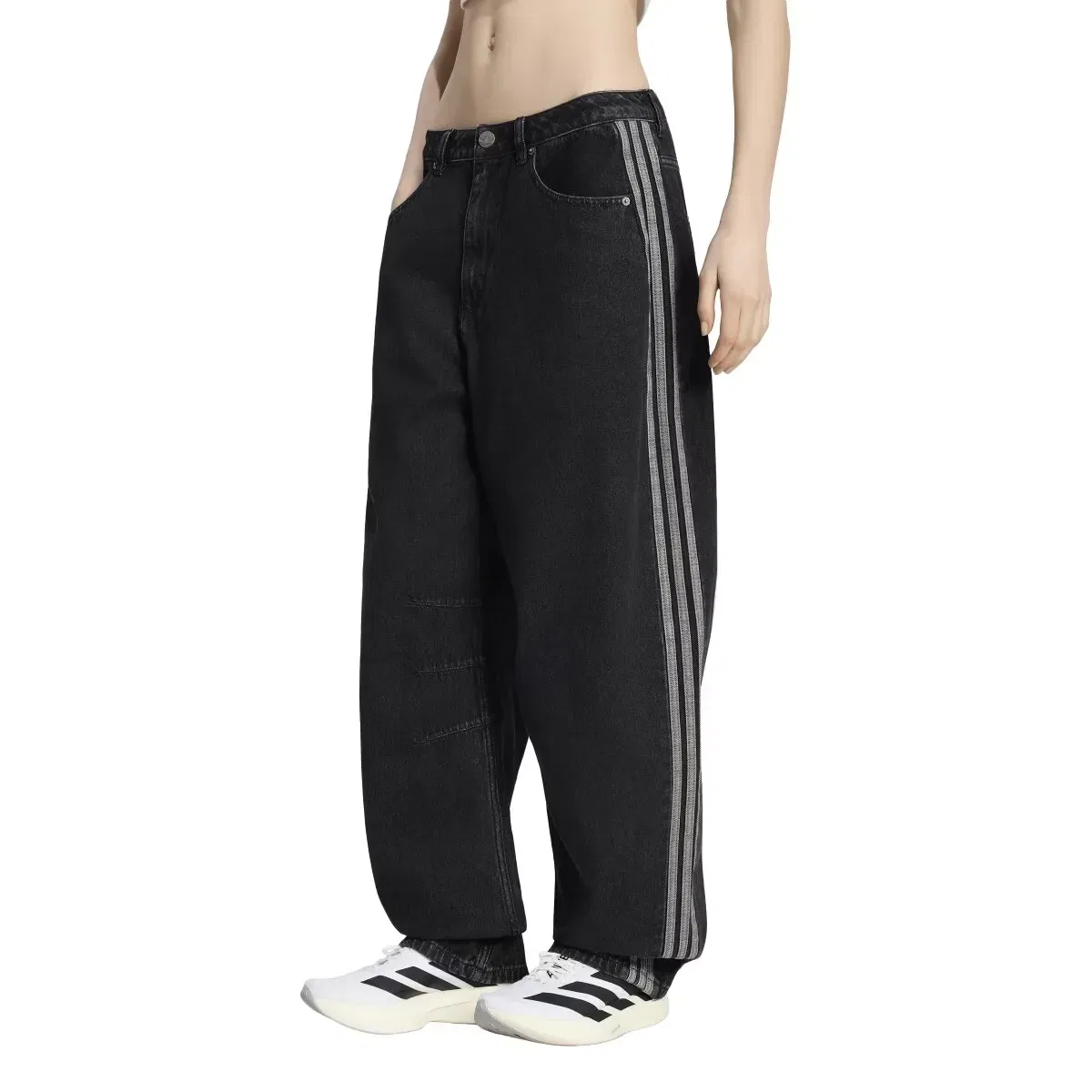 Женские джинсы с высокой посадкой Barrel Leg Denim adidas, Negro