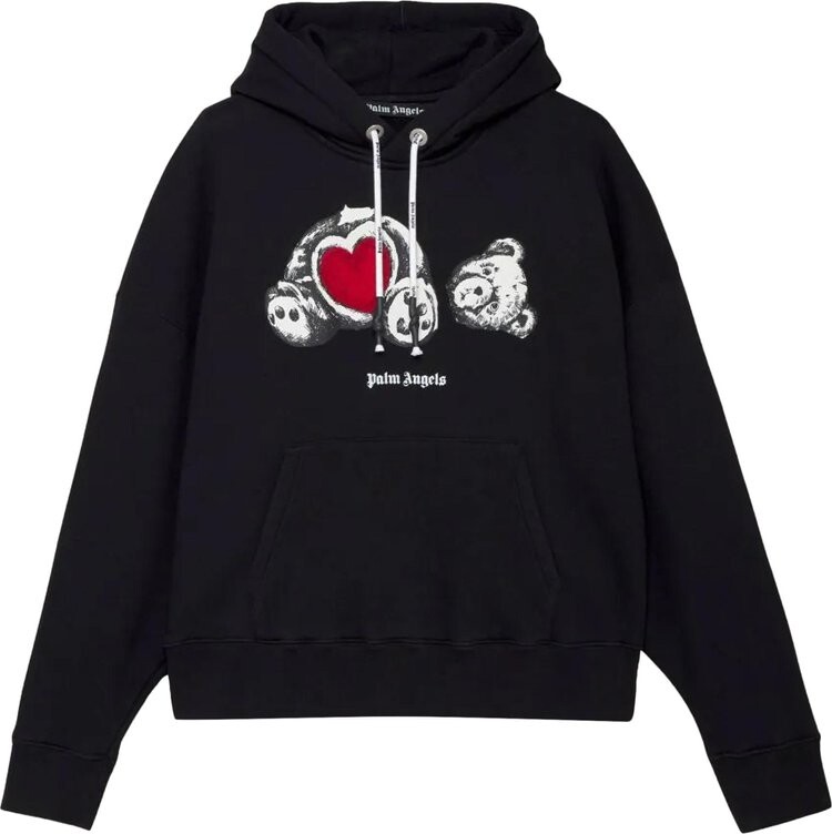 

Худи Palm Angels Bear In Love Hoodie 'Black/White', черный