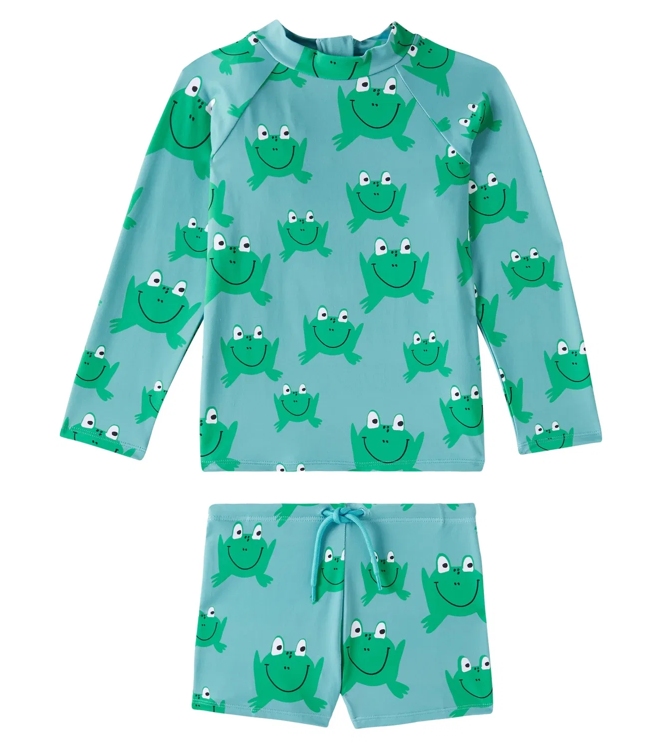 Комплект из футболки-рашгарда и плавок с принтом Лягушка Stella Mccartney Kids, зеленый