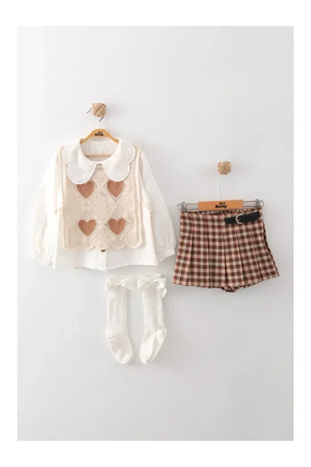Детский комплект для девочек с принтом Basics Mini Baray, Brown — фото 3