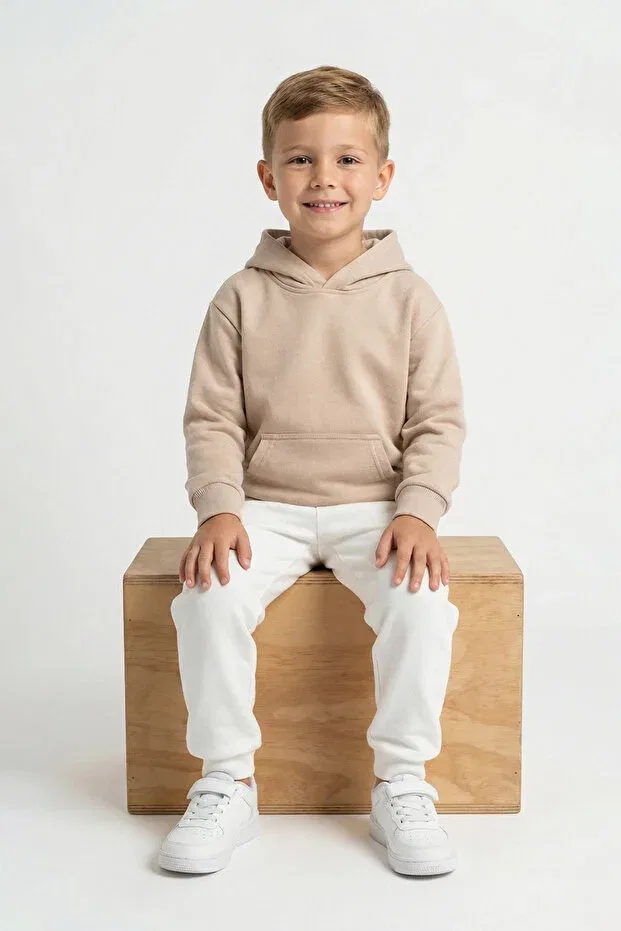Детское худи с капюшоном хлопковое Unisex kids hooded sweatshirt Abruzzo, Beige — фото 3